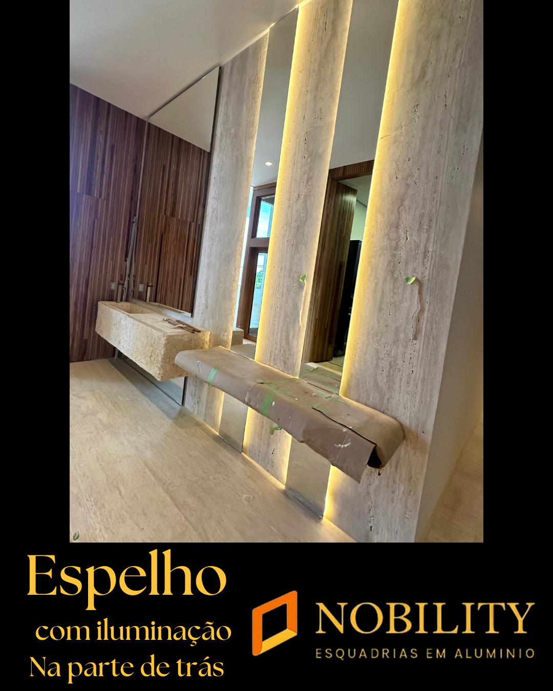 Espelho com iluminação na parte de trás